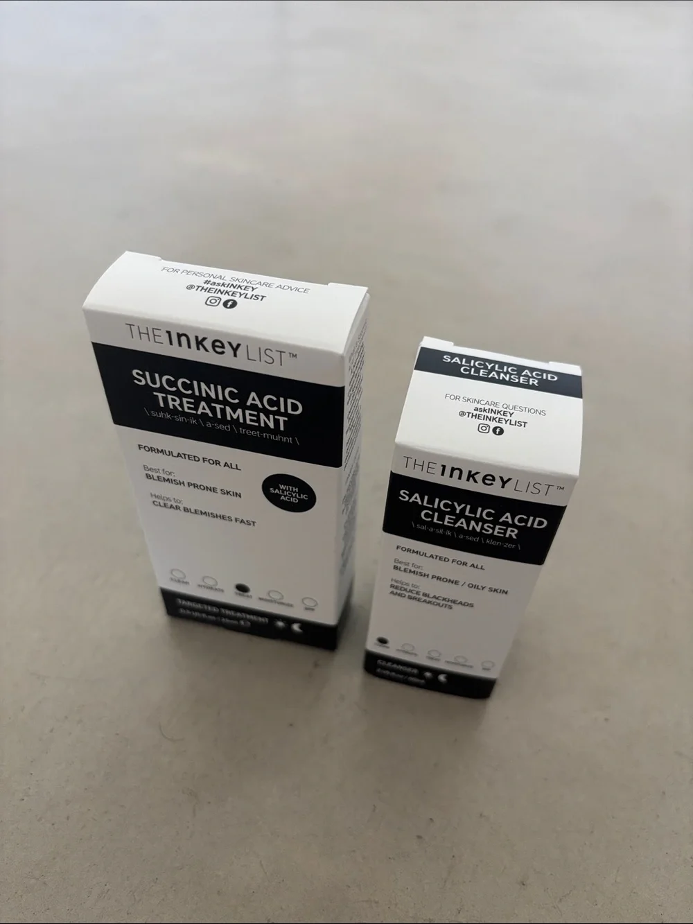 NIB The Inkey List bundle: Succinic Acid Treatment and Salicylic Acid Cleanser